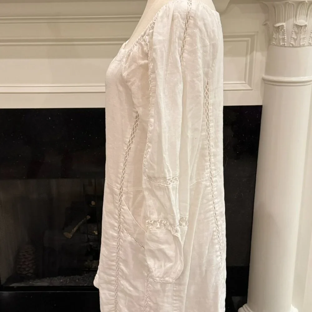 Free People White Boho Peasant Mini Dress – Size Small - Picture 6 of 12